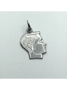 VTG Sterling Silver Man Boy Portait Silhouette Pendant Charm .8”
